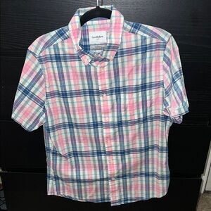 Goodfellow & Co Men's Casual Pink and Blue Plaid Shirt